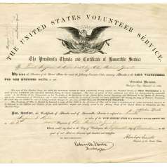 President Lincoln's Thanks and Certificate of Honorable Service
